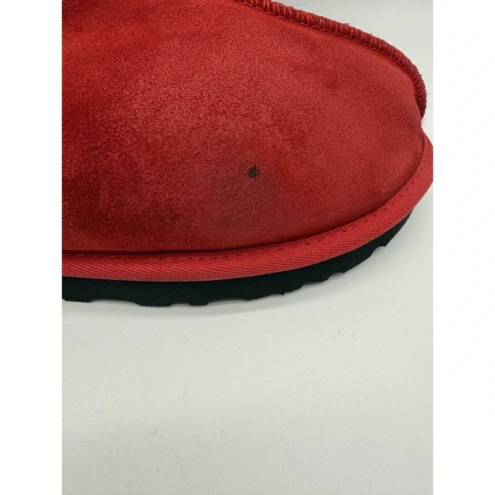 UGG Tasman Samba Red Suede Comfort Slip On Sheepskin Slippers Size 11 - Picture 3 of 14